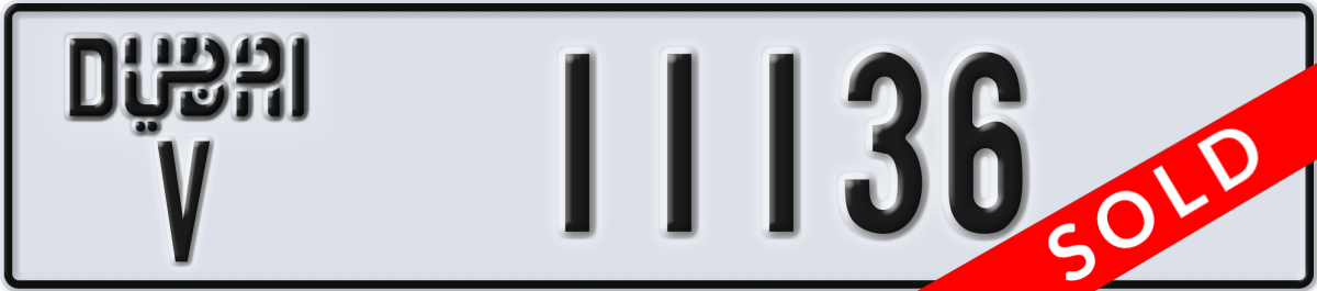 dubai License Plate Number 11136 Code V