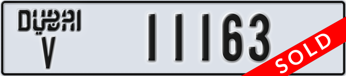 dubai License Plate Number 11163 Code V