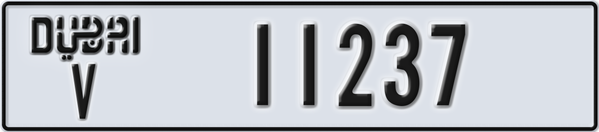 dubai License Plate Number 11237 Code V