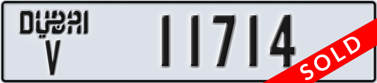 dubai License Plate Number 11714 Code V