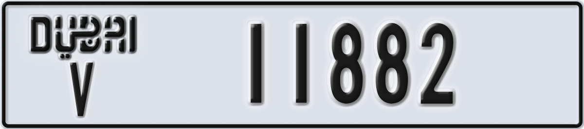dubai License Plate Number 11882 Code V