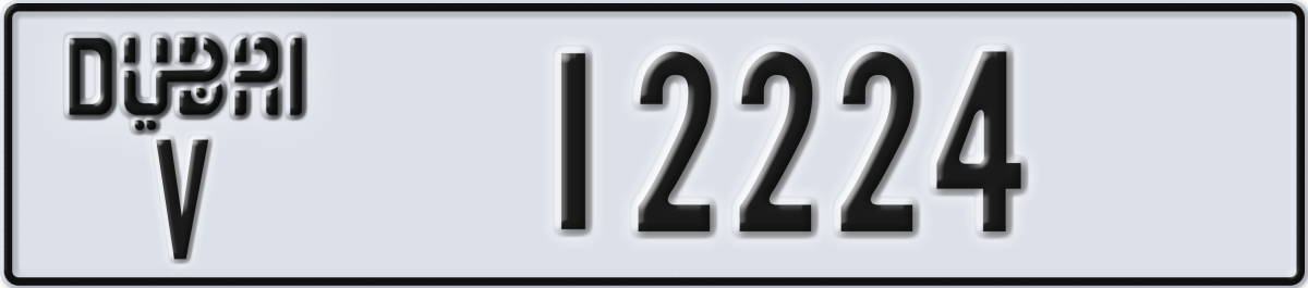 dubai License Plate Number 12224 Code V