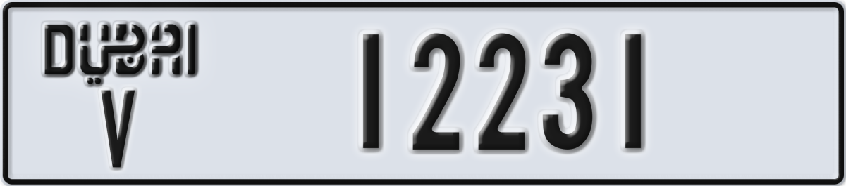 dubai License Plate Number 12231 Code V