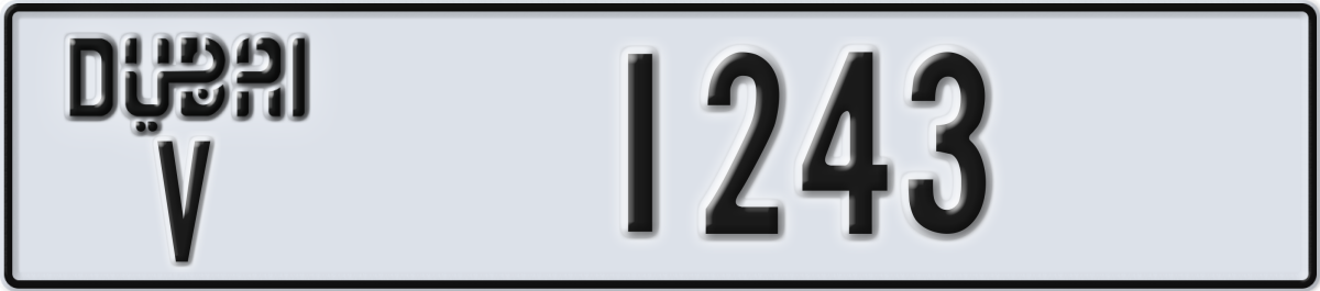 dubai License Plate Number 1243 Code V