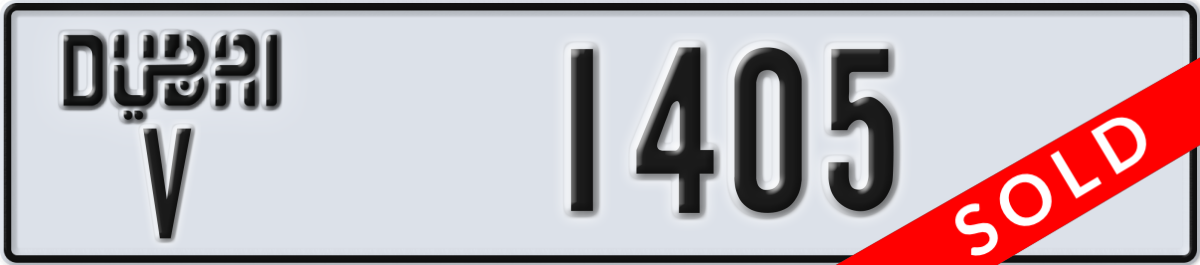 dubai License Plate Number 1405 Code V