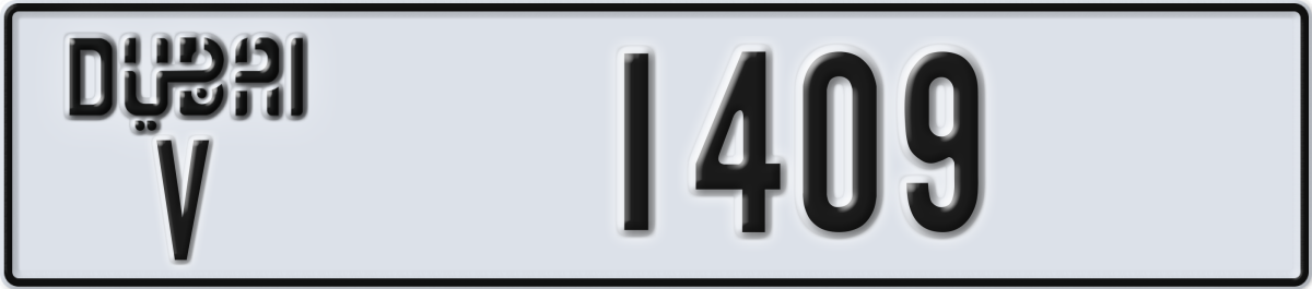 dubai License Plate Number 1409 Code V