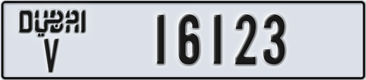 dubai License Plate Number 16123 Code V