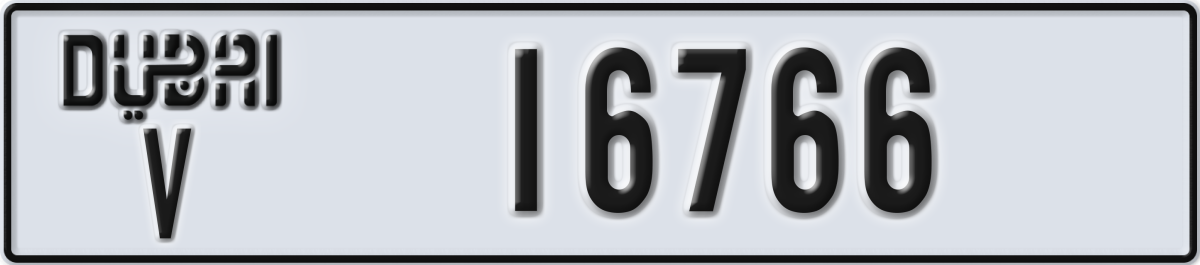 dubai License Plate Number 16766 Code V