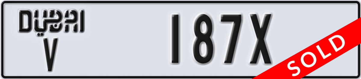 dubai License Plate Number 187X Code V
