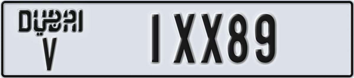 dubai License Plate Number 1XX89 Code V