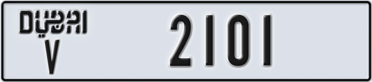 dubai License Plate Number 2101 Code V