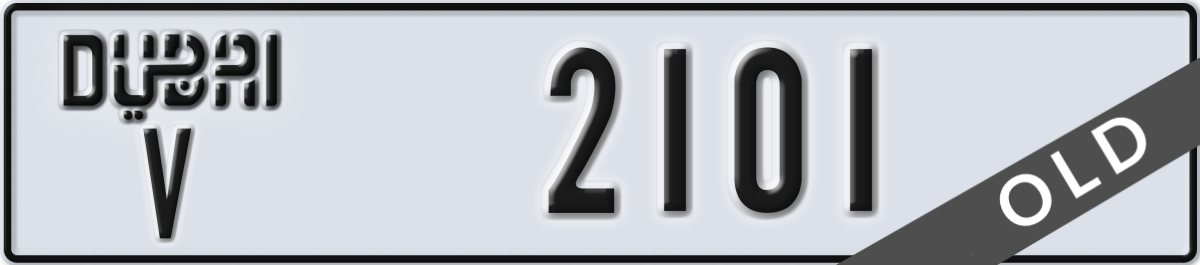 dubai License Plate Number 2101 Code V
