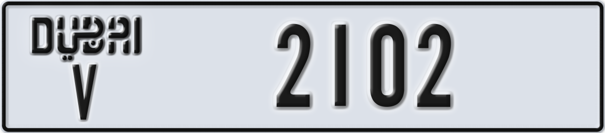 dubai License Plate Number 2102 Code V