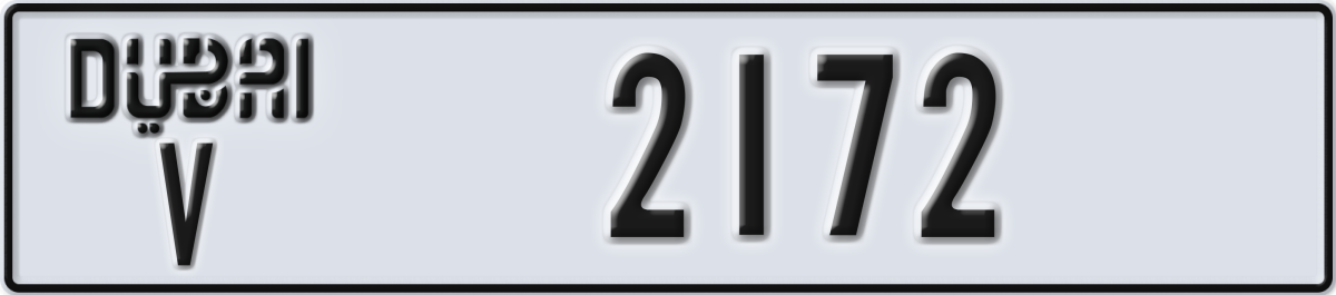 dubai License Plate Number 2172 Code V