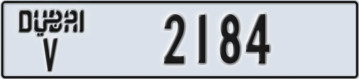 dubai License Plate Number 2184 Code V