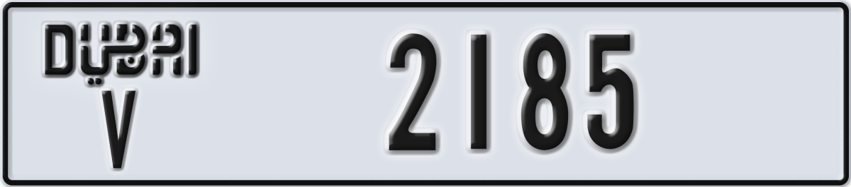 dubai License Plate Number 2185 Code V