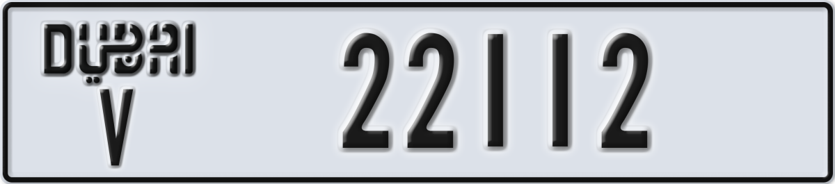 dubai License Plate Number 22112 Code V