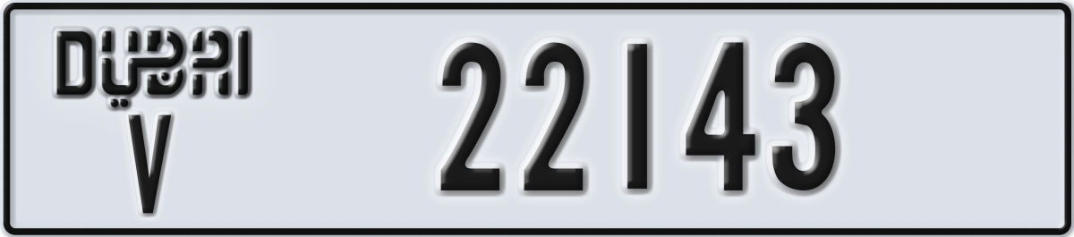 dubai License Plate Number 22143 Code V