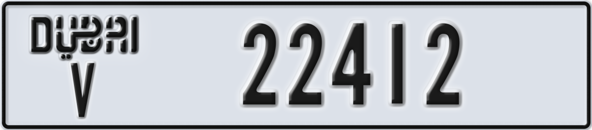 dubai License Plate Number 22412 Code V