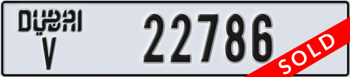 dubai License Plate Number 22786 Code V
