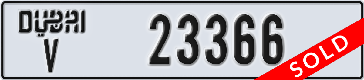 dubai License Plate Number 23366 Code V
