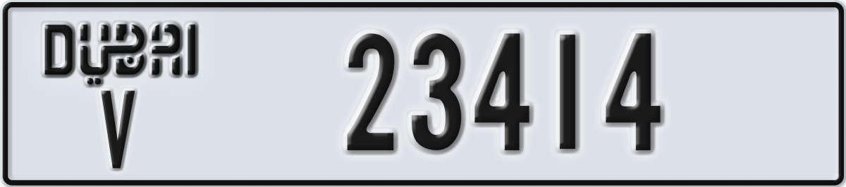 dubai License Plate Number 23414 Code V