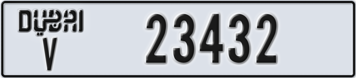 dubai License Plate Number 23432 Code V