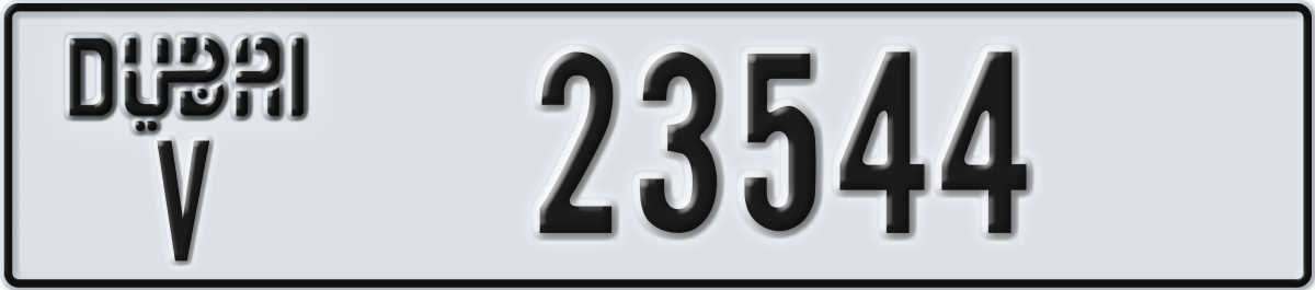 dubai License Plate Number 23544 Code V