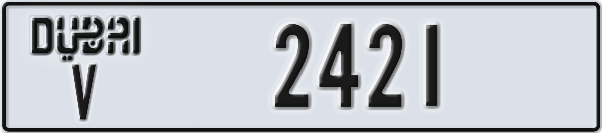 dubai License Plate Number 2421 Code V