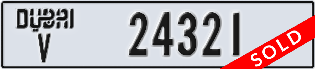 dubai License Plate Number 24321 Code V