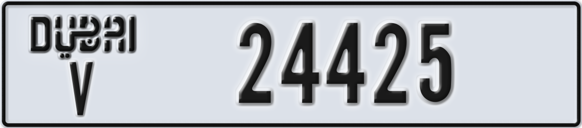 dubai License Plate Number 24425 Code V