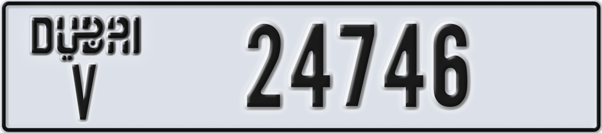 dubai License Plate Number 24746 Code V