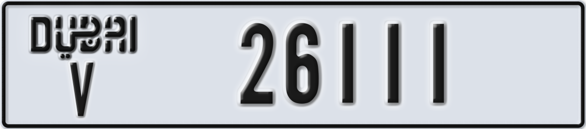 dubai License Plate Number 26111 Code V