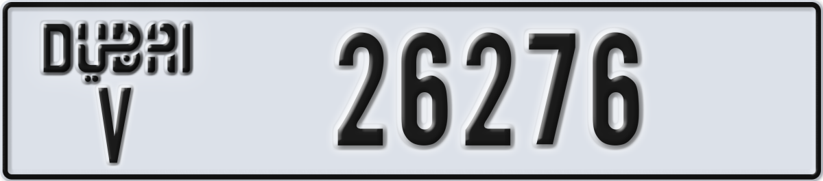 dubai License Plate Number 26276 Code V