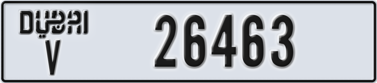 dubai License Plate Number 26463 Code V