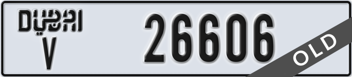 dubai License Plate Number 26606 Code V