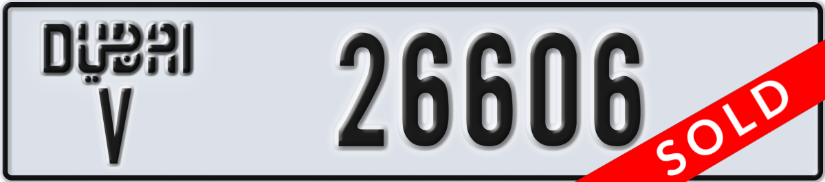 dubai License Plate Number 26606 Code V