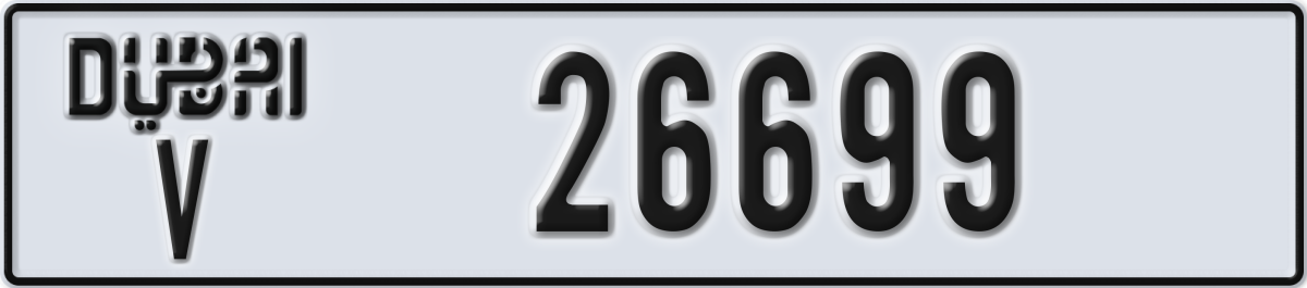 dubai License Plate Number 26699 Code V