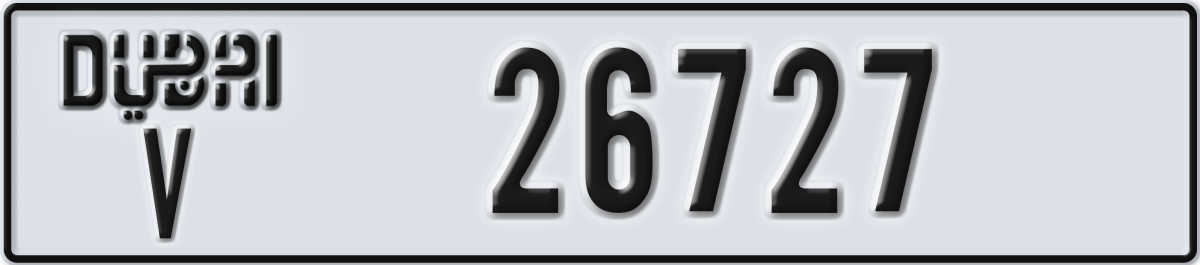 dubai License Plate Number 26727 Code V
