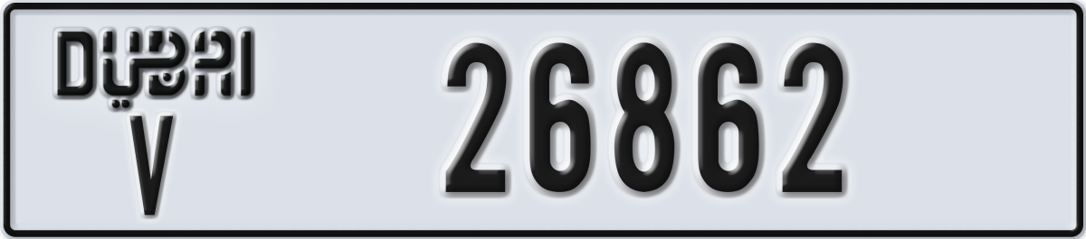 dubai License Plate Number 26862 Code V