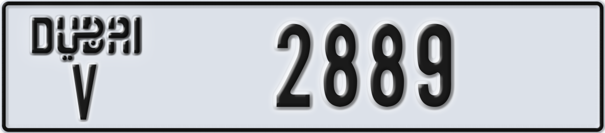 dubai License Plate Number 2889 Code V
