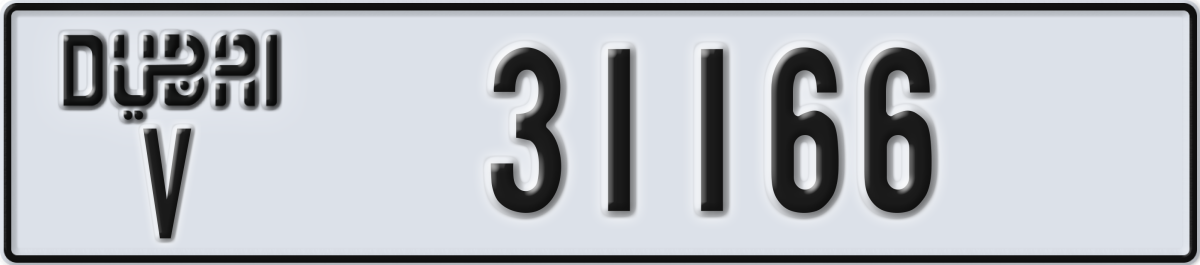 dubai License Plate Number 31166 Code V