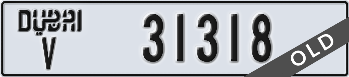 dubai License Plate Number 31318 Code V