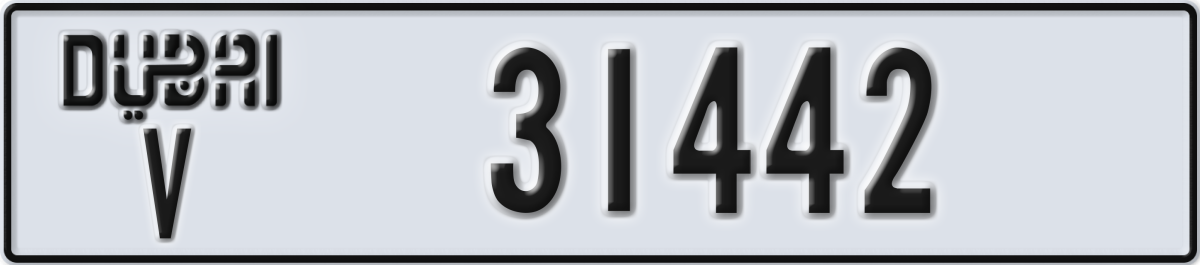 dubai License Plate Number 31442 Code V