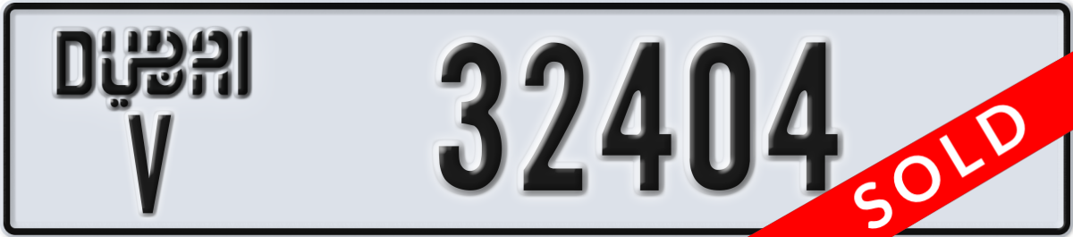 dubai License Plate Number 32404 Code V