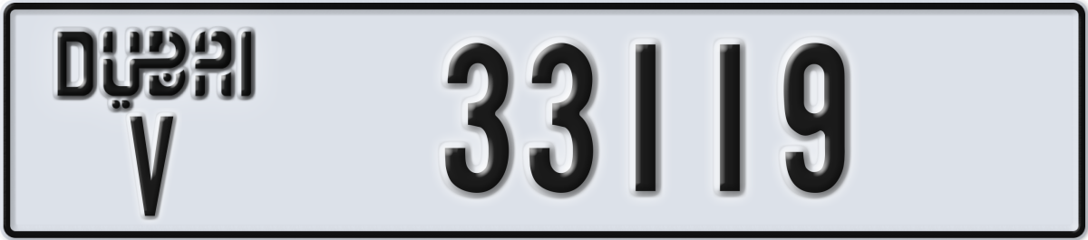 dubai License Plate Number 33119 Code V