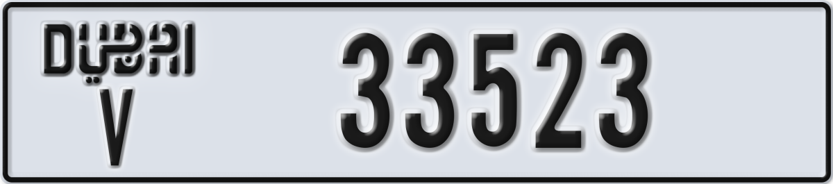 dubai License Plate Number 33523 Code V