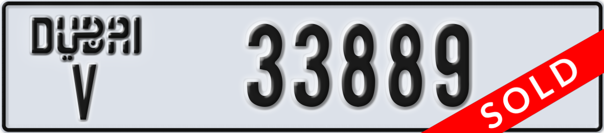 dubai License Plate Number 33889 Code V