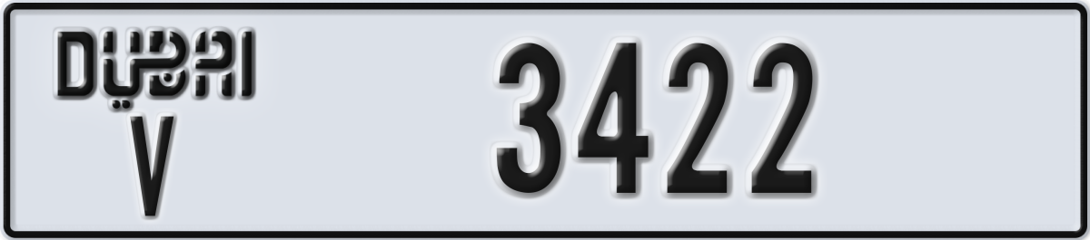 dubai License Plate Number 3422 Code V