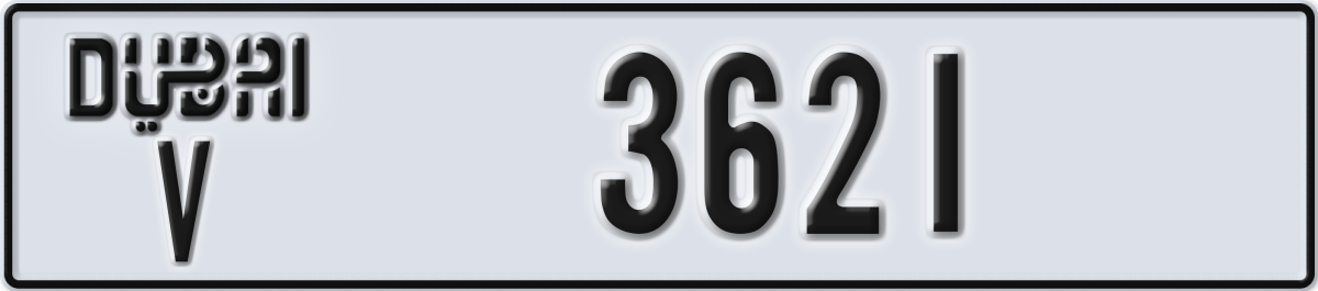 dubai License Plate Number 3621 Code V